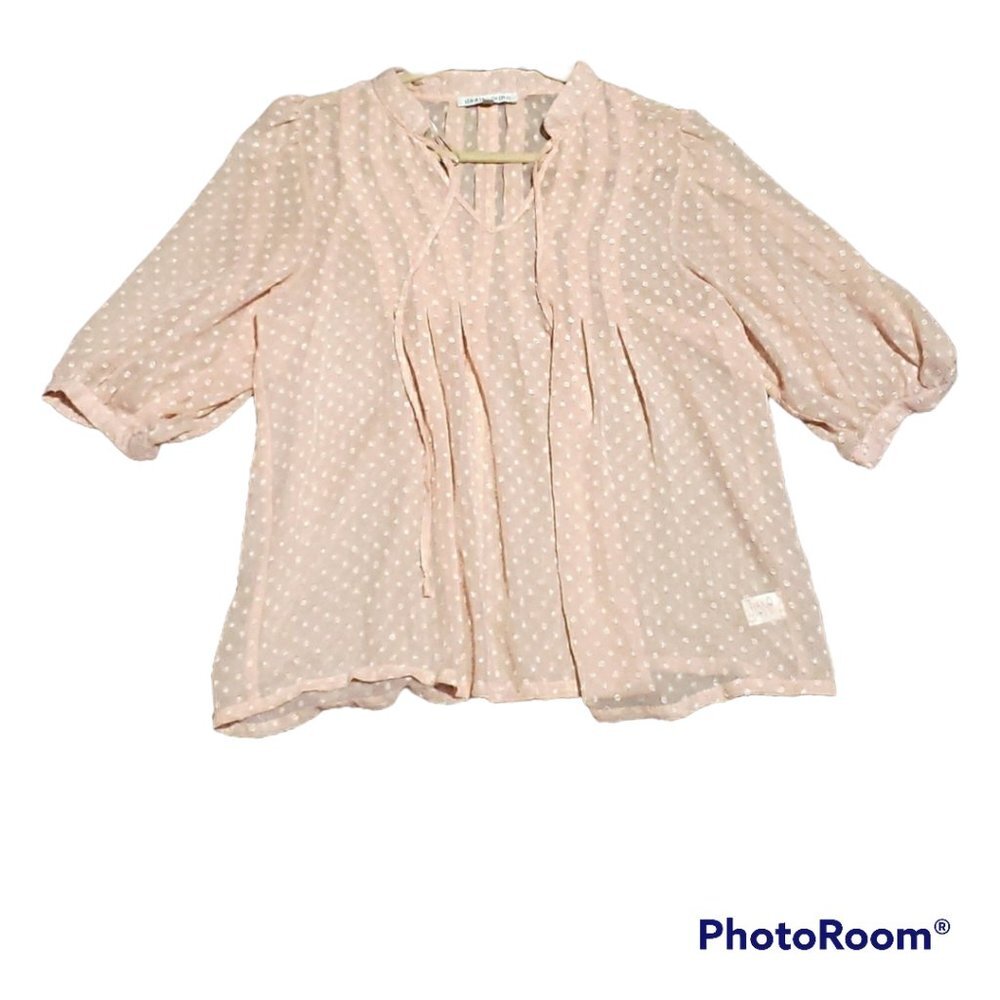 Daniel Rainn Swiss Dot Balloon Sleeve Top Size S